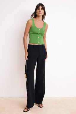 Yag Yesil Kalp Dugme Detayl? Crop Triko Bluz TWOSS26BZ00321 - Trendyolmilla фото 2