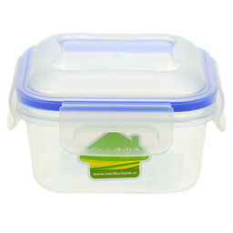 Контейнер для продуктов пластмассовый "Спессо" 0,45л, 12,2х12,2х6,1см, цвета микс, подходит для СВЧ (Россия)