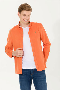 Мужская рубашка с длинным рукавом кирпичного цвета - U.s. polo assn фото 2