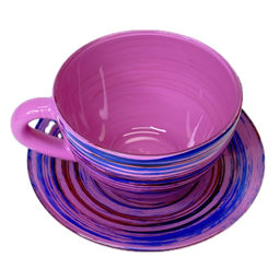 Набор подарочный 4 пр."Дуэт" 2 кружки,2 блюдца арт.2222-Н "Торнадо" (Фуксия-Голубой)