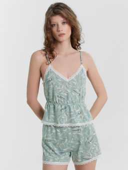 Комплект женский домашний зеленый с ботаническим принтом веточки на шалфее 562320/1 - Mark formelle фото 8