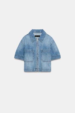 CAMISA Z1975 DENIM MANGA CORTA / Azul medio - Zara фото 6