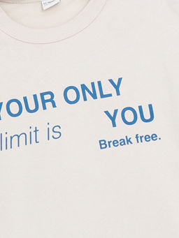 Bisiklet Yaka Yaz? Bask?l? Erkek ?ocuk Ti??rt