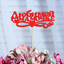 Цена за 10 шт. Топпер Любимой мамочке, красный, 12,55,5 см