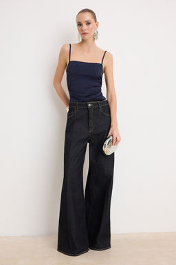 Lacivert Arkadan Baglamal? Saten Party Bluz TPRSS26BZ00042 - Trendyolmilla фото 3