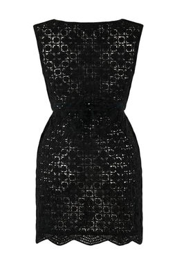 Beyaz Premium Triko Ajurlu Super Mini Derin V Yaka Plaj Elbisesi TBESS26EL00007 - Trendyolmilla фото 8