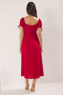 Yesil Duz Maxi Dokuma Elbise TWOSS25EL00662 - Trendyolmilla фото 8