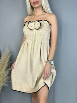 Парео женское для бани и сауны Леди-БЕЖЕВЫЙ микрофибра