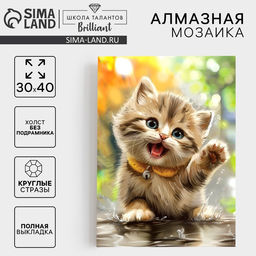 Алмазная мозаика с полным заполнением на холсте Пушистый Милаш, 30?40 см