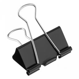 Зажим для бумаги 41мм металл, цвет - черный, набор 24 штукb, в пластиковой банке д11,8см h7см (Китай)