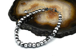 Браслет из циркона кубик 5мм цв.серебристый, 18см