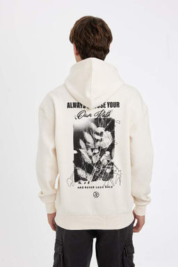 Толстовка свободного покроя с капюшоном и принтом на спине - Defacto фото 10