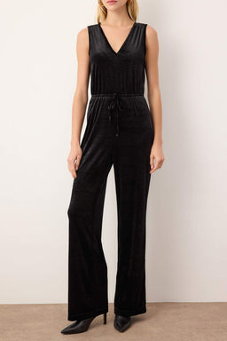 Siyah V Yaka Kadife Regular Orme Tulum TWOAW26TU00004 - Trendyolmilla фото 3