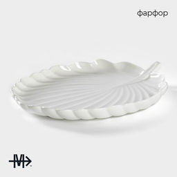 Блюдо для подачи Magistro Герань Бланш, d=22.4 см, фарфор, белое  фото 2