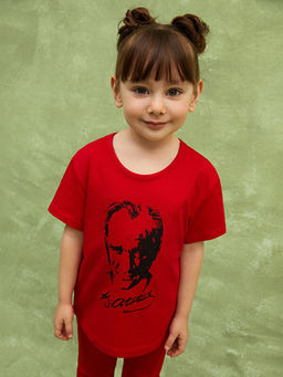 Bisiklet Yaka Atat?rk Bask?l? K?z Bebek Ti??rt