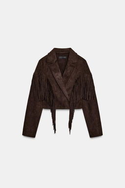 FRINGED FAUX SUEDE JACKET - Zara фото 7
