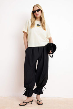 Ekru Boxy K?sa Kollu Tok %100 Pamuk Orme T-Shirt TWOSS26TS00122 - Trendyolmilla фото 2