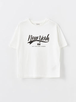 Bisiklet Yaka Bask?l? K?sa Kollu K?z ?ocuk Ti??rt ve Tayt - Waikiki фото 2