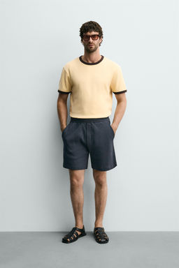 BERMUDA JOGGER ESTRUCTURA WAFFLE / Azul / Acero