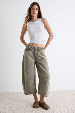 Haki Normal Bel Diki_ Detayl_ Kapri Jeans TWOSS26JE00370