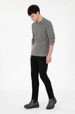 Erkek Regular Fit Yar_m Fermuarl_ Gri Melanj Basic Kazak - U.s. polo assn фото 4