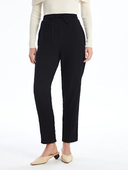 Kad?n Beli Lastikli D?z Pantolon