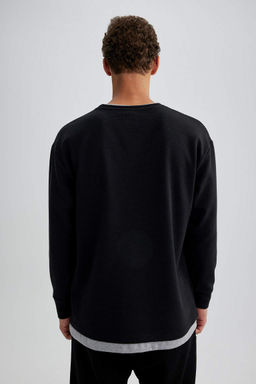 Толстовка оверсайз с круглым вырезом и принтом - Defacto фото 7