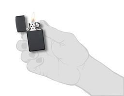 Зажигалка ZIPPO узкая с черным матовым покрытием | Slim® Black Matte 1618  фото 4