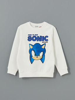 Bisiklet Yaka Sonic Bask?l? Erkek ?ocuk Sweatshirt - Waikiki фото 2