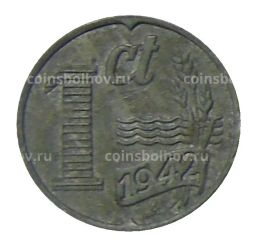 Монета 1 цент 1942 года Нидерланды