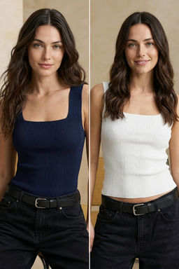 Trendyolmilla Siyah-Ekru Basic Ikili Paket Triko Ince Bluz TWOSS24BZ00623 фото 15