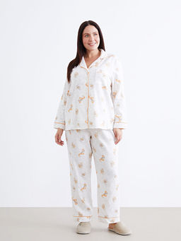 G?mlek Yaka Desenli Kad?n Pijama Tak?m?