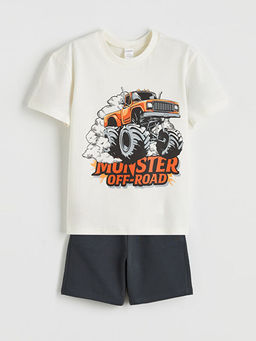 Erkek ?ocuk Bask?l? Ti??rt ve ?ort Tak?m