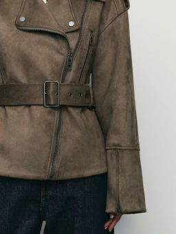 Куртка из искусственной замши с ремнём / Zarina  фото 7