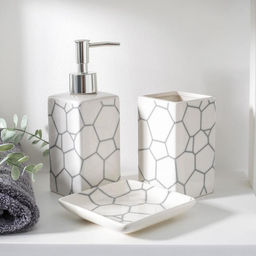 Аксессуары для ванной Жираф, 3 предмета: мыльница, дозатор для мыла 360 мл, стакан 360 мл