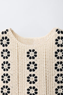 TOP PUNTO FLORES CROCHET / Crudo - Zara фото 3