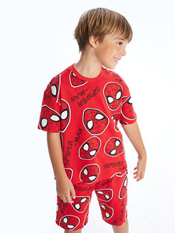 Bisiklet Yaka Spider-Man Bask?l? Erkek ?ocuk Ti??rt
