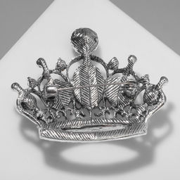 Брошь «Корона», готическая, фиолетовая в чернёном серебре