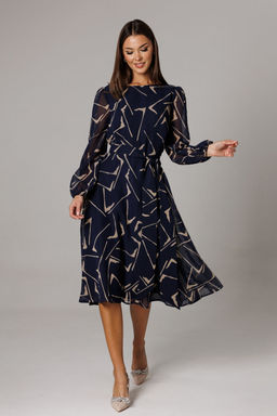 Платье Lars Style 1161 сине-бежевый принт