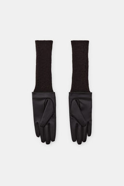COMBINED LEATHER EFFECT GLOVES - Zara фото 4