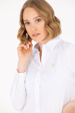 U. S. Polo Assn Женская белая базовая рубашка с длинным рукавом