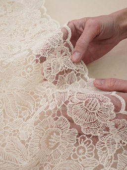 Кружевное полотно Ажурный сад (фестон с 2х ст.) цв.кремовый, ш.1.3м, хл-80%, нейлон-20% - Купава фото 3