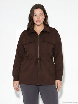 Dik Yaka Soft Touch Kad?n Fermuarl? Sweatshirt