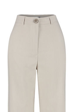 Bej Wide Leg/Genis Paca Yuksek Bel Dokuma Kumas Pantolon TWOSS23PL00314