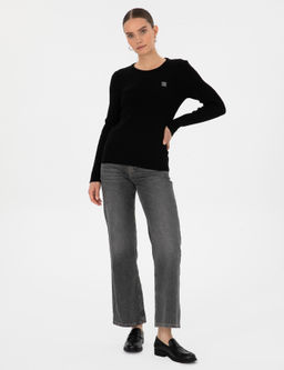 Siyah Slim Fit Basic Kazak