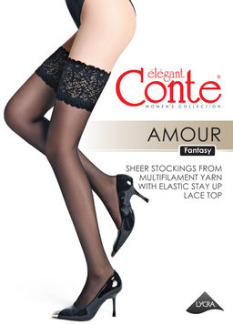 Чулки CONTE AMOUR Чулки с ажурной резинкой и эффектом шелка nero  фото 4