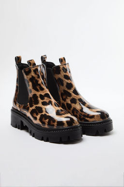 Leopar Desenli Kahverengi Kal?n Duz Tabanl? Kad?n Chealsea Bot TAKAW25BO00060