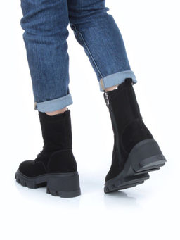 04-M2-5123 BLACK Ботинки зимние женские (натуральная замша, натуральный мех) - Фабричный китай фото 3