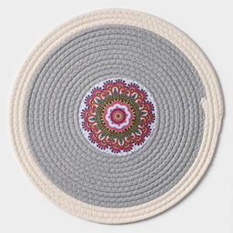 Салфетка сервировочная на стол Доляна Мира, d=38 см, хлопок, цвет серый, рисунок МИКС  фото 6