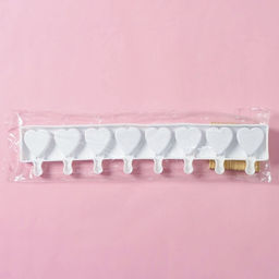 Форма для мороженого Доляна Сердца. Макси, силикон, 49?6.5?2 см, 8 ячеек, палочки 50 шт., белая